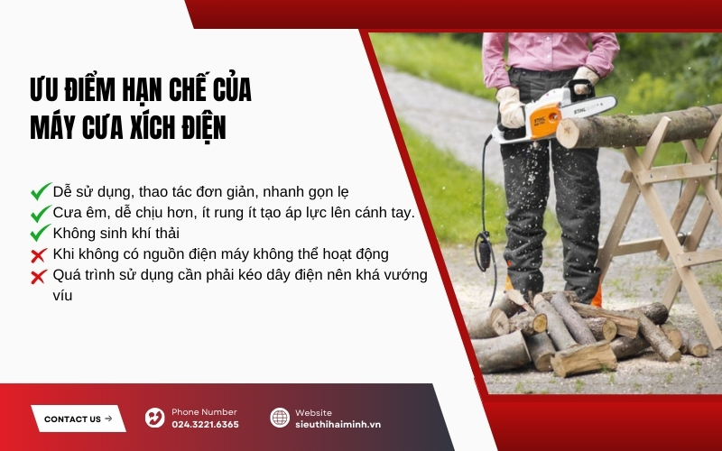 Ưu điểm hạn chế của máy cưa xích chạy xăng