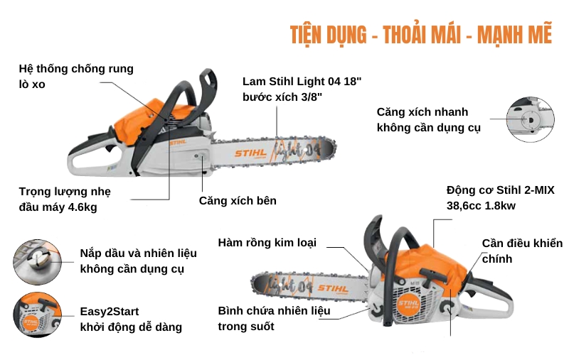 Ưu điểm vượt trội của máy cắt gỗ Stihl MS212