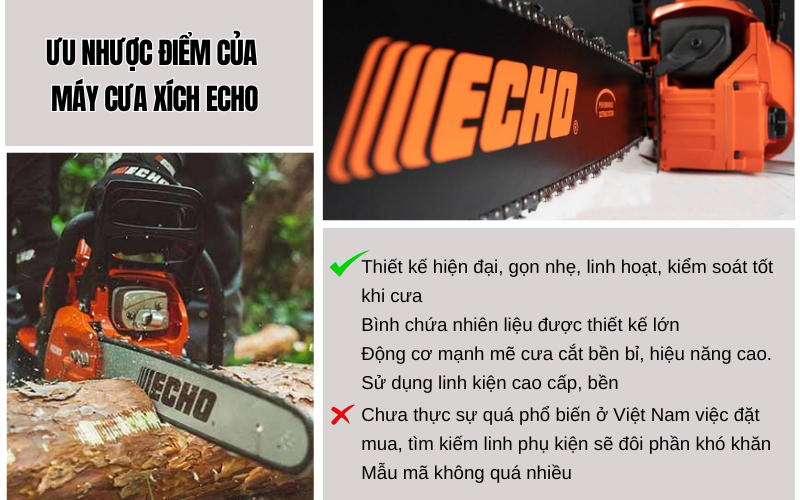 Ưu nhược điểm của máy cưa xích Echo