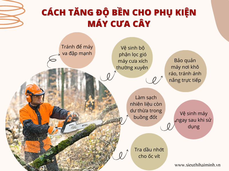 cách tăng độ bền phụ kiện máy cưa cây