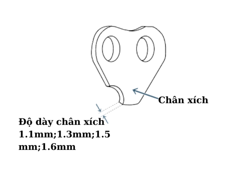kích thước chân xích