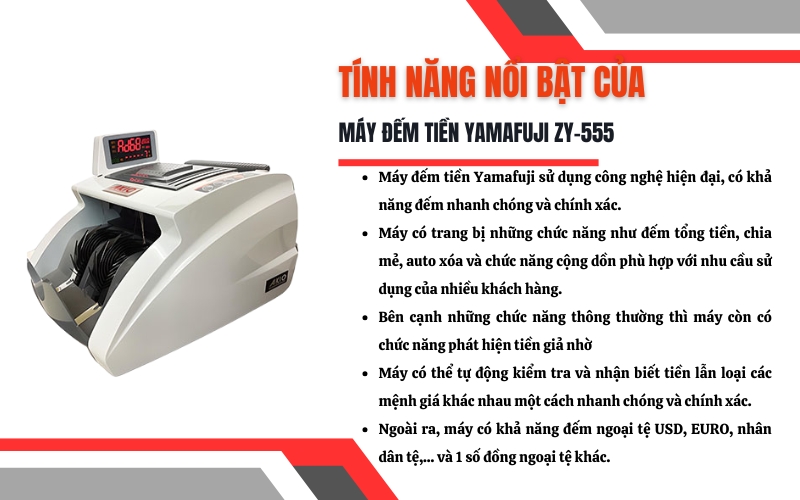 Đặc điểm của máy đếm tiền mini Yamafuji ZY-555