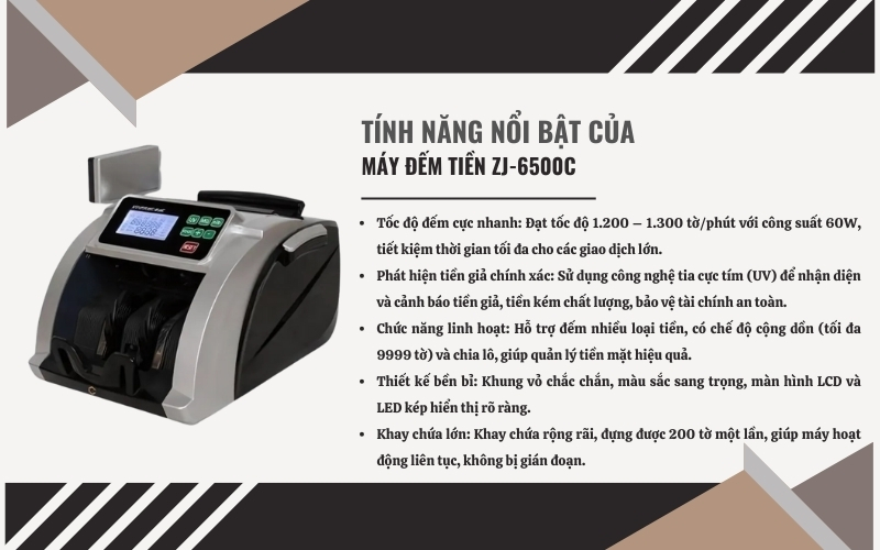 Đặc điểm và tính năng nổi bật của máy đếm tiền ZJ-6500C