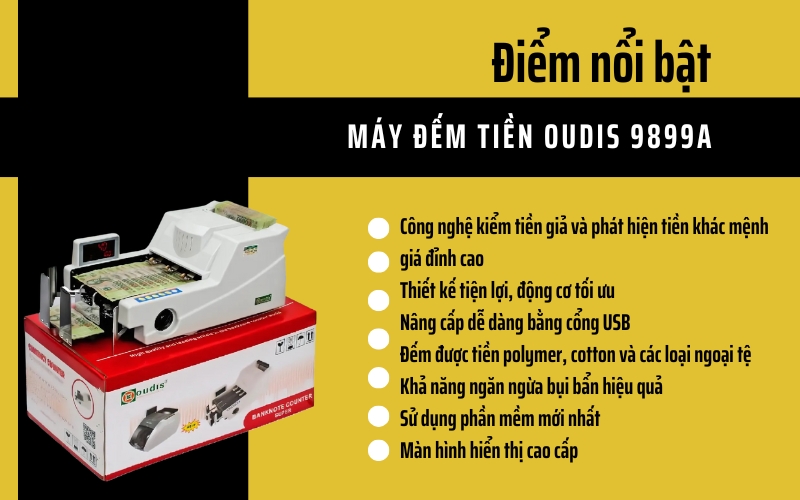Điểm nổi bật của Máy đếm tiền OUDIS 9899A