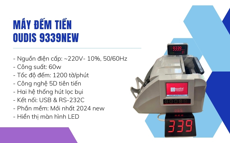 Thông số kỹ thuật của Máy đếm tiền Oudis 9339NEW