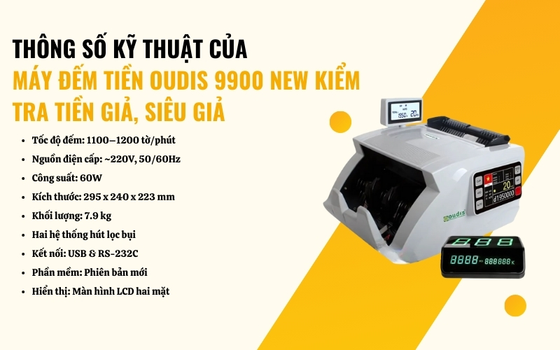 Thông số kỹ thuật của máy đếm tiền OUDIS 9900 NEW