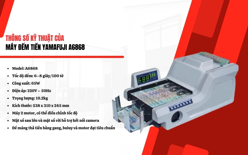 Thông số kỹ thuật của Máy đếm tiền Yamafuji A6868