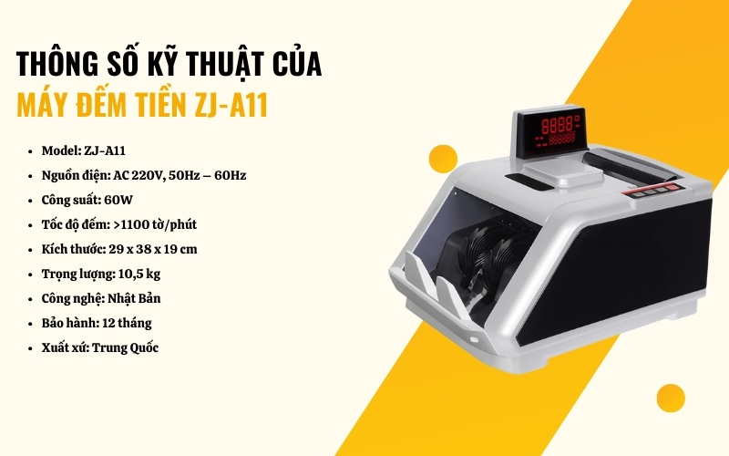 Thông số kỹ thuật của máy đếm tiền ZJ-A11