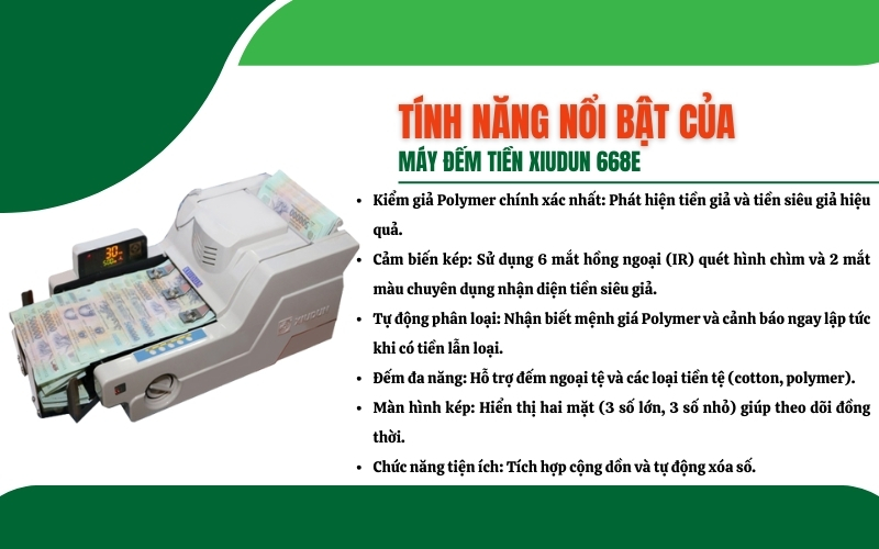 Tính năng nổi bật của máy đếm tiền XIUDUN 668E