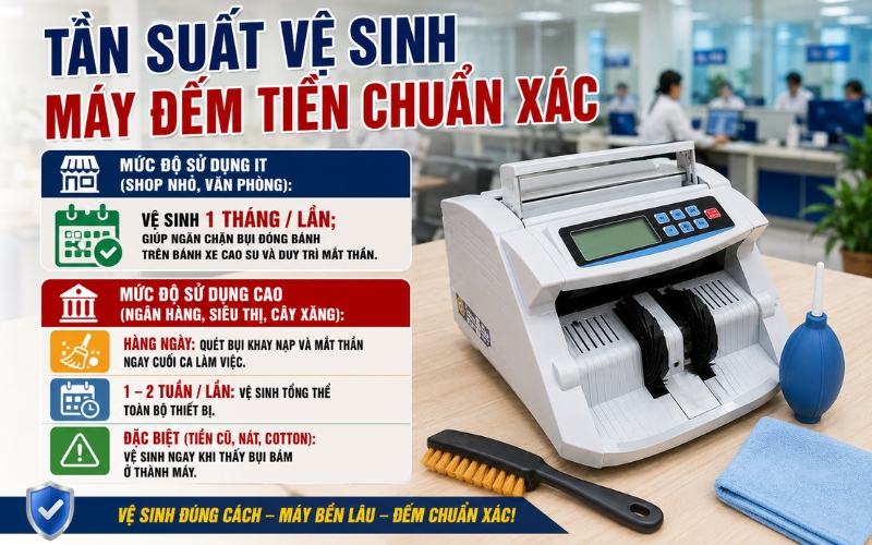 Bao lâu nên vệ sinh máy đếm tiền một lần?