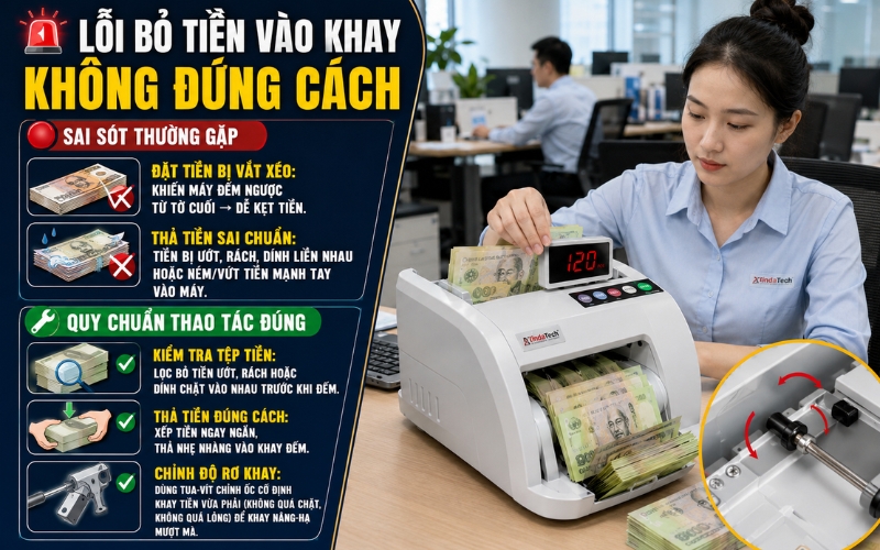 ​​​​​​​Bỏ tiền vào khay không đúng cách