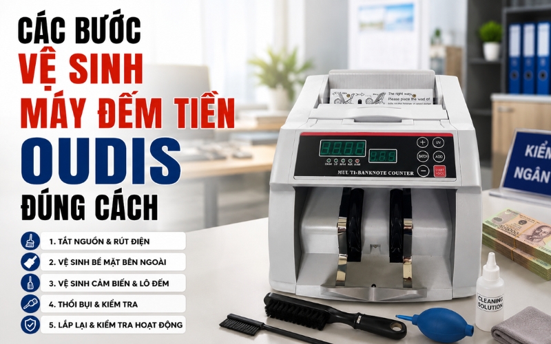 Các bước vệ sinh máy đếm tiền Oudis đúng cách