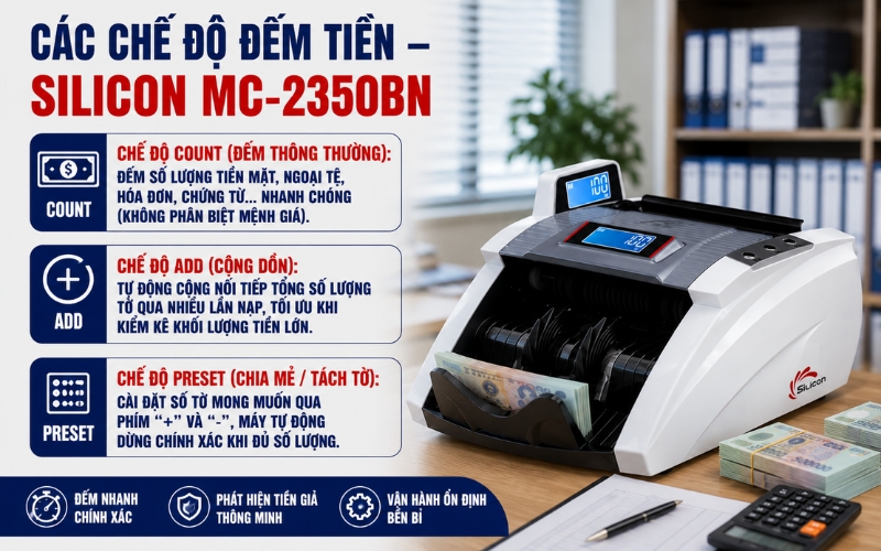 Các chế độ đếm tiền trên Silicon MC-2350BN