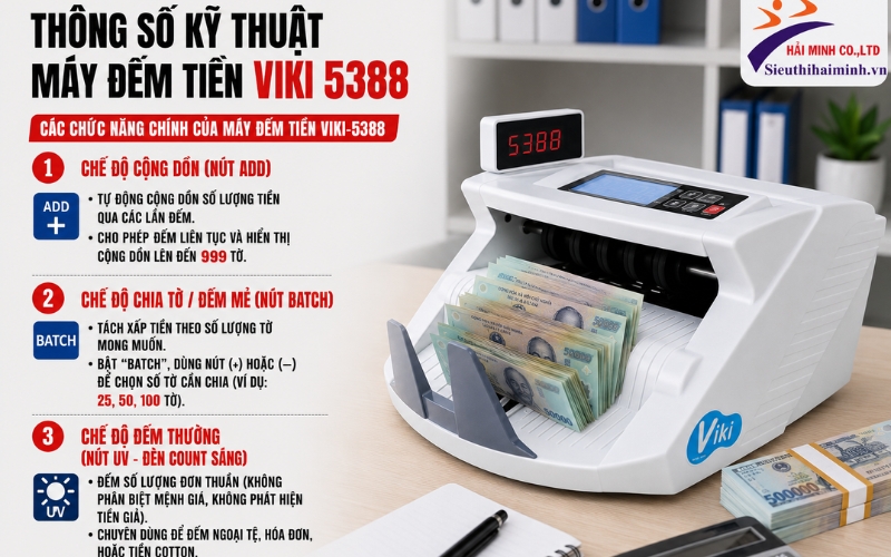 Các chức năng chính của máy đếm tiền viki-5388