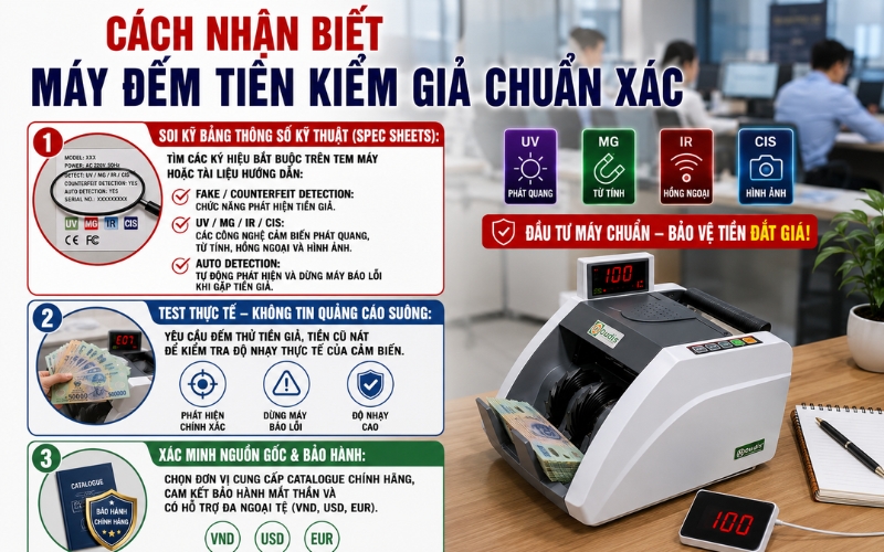Cách nhận biết thiết bị đếm tiền có chức năng phát hiện tiền giả