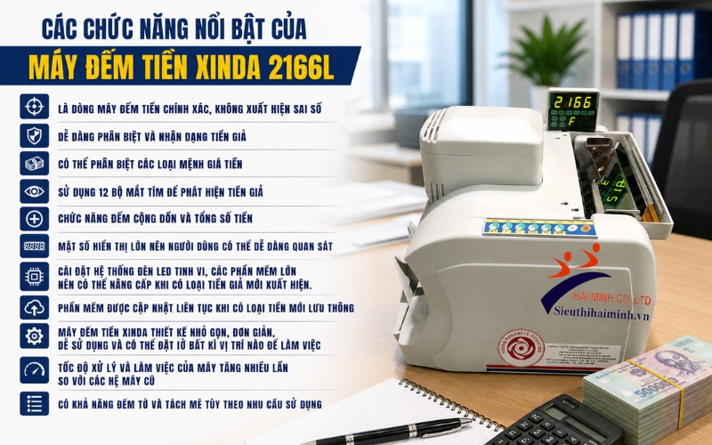 Chức năng nổi bật của máy đếm tiền Xinda 2166L