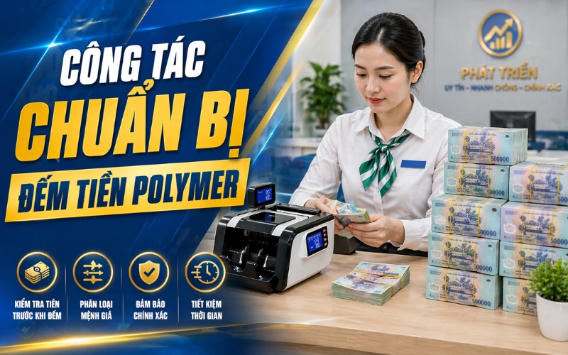 Công tác chuẩn bị đếm tiền Polymer