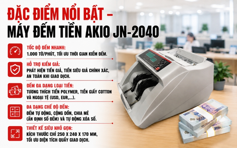 Đặc điểm nổi bật của máy Akio JN-2040