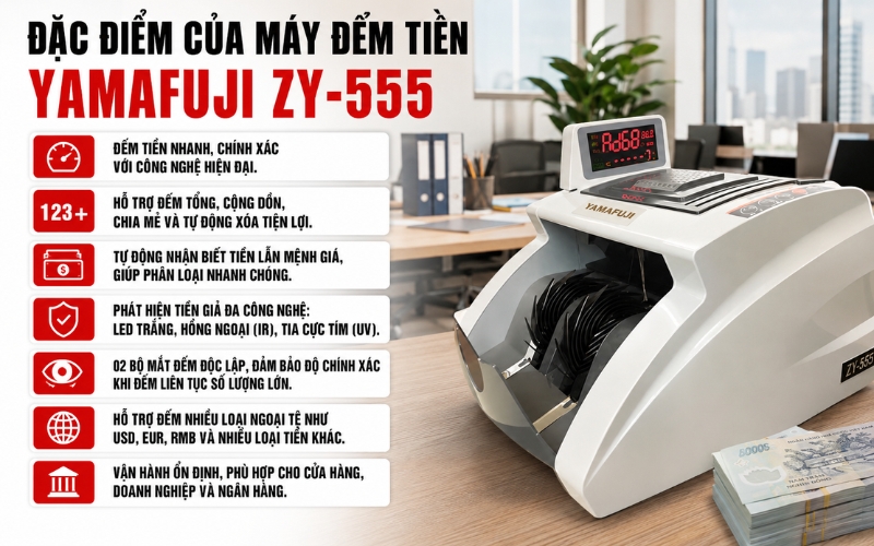 Đặc điểm của máy đếm tiền mini Yamafuji ZY-555