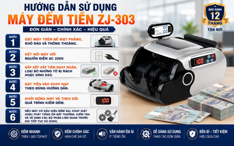 Hướng dẫn sử dụng máy đếm tiền ZJ-303