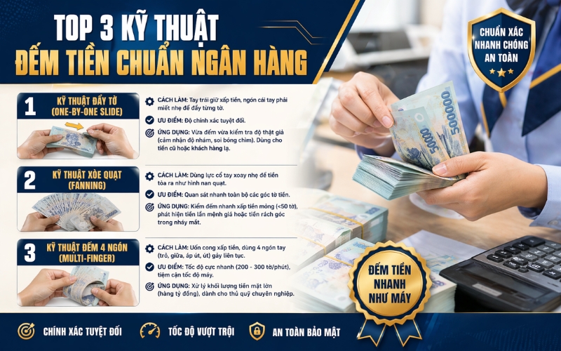 Top 3 kỹ thuật đếm tiền thủ công theo tiêu chuẩn ngân hàng
