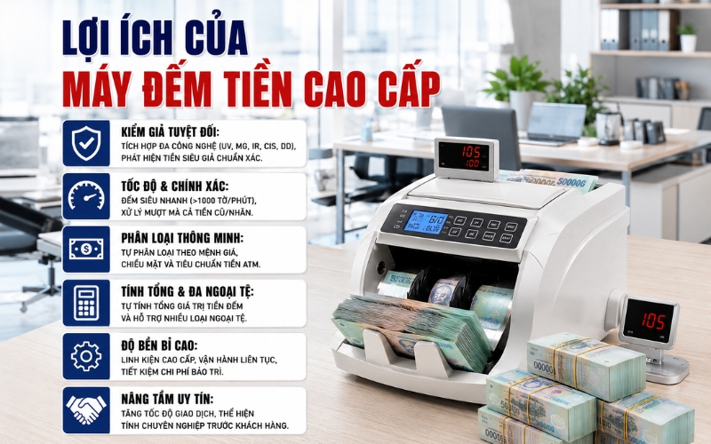 Lợi ích của máy đếm tiền cao cấp trong kinh doanh