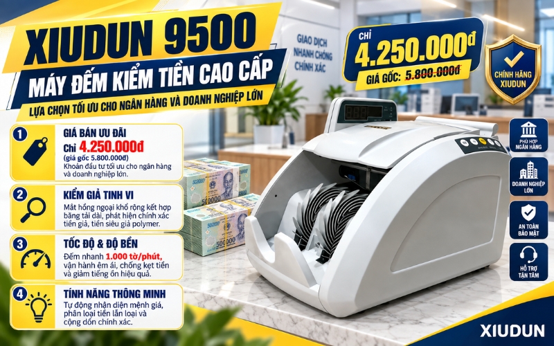 Máy đếm kiểm tiền Xiudun 9500