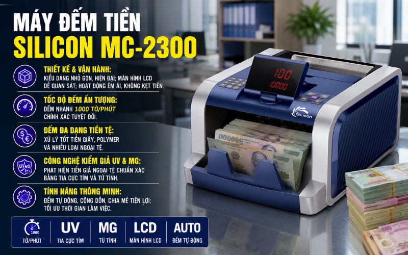 Máy đếm tiền Silicon MC-2300