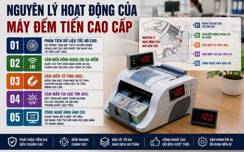 Nguyên lý hoạt động của máy đếm tiền cao cấp