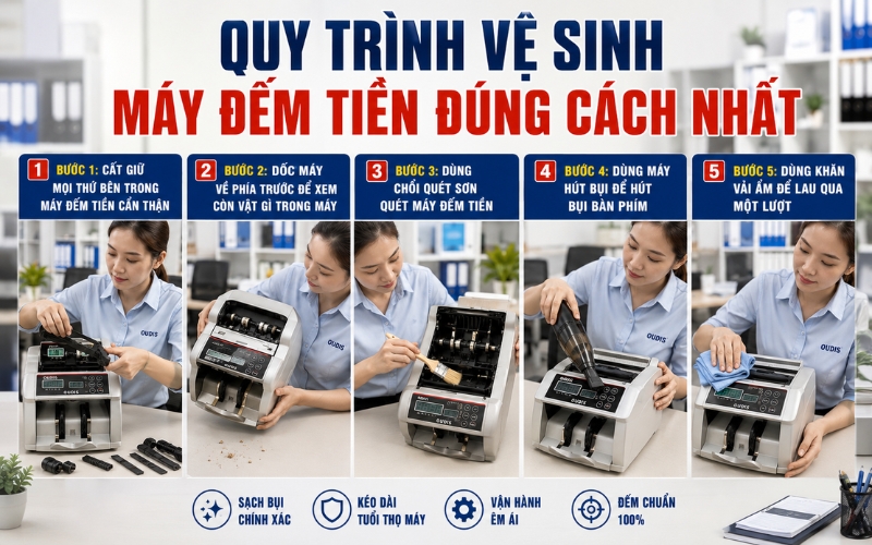 Quy trình vệ sinh máy đếm tiền đúng cách