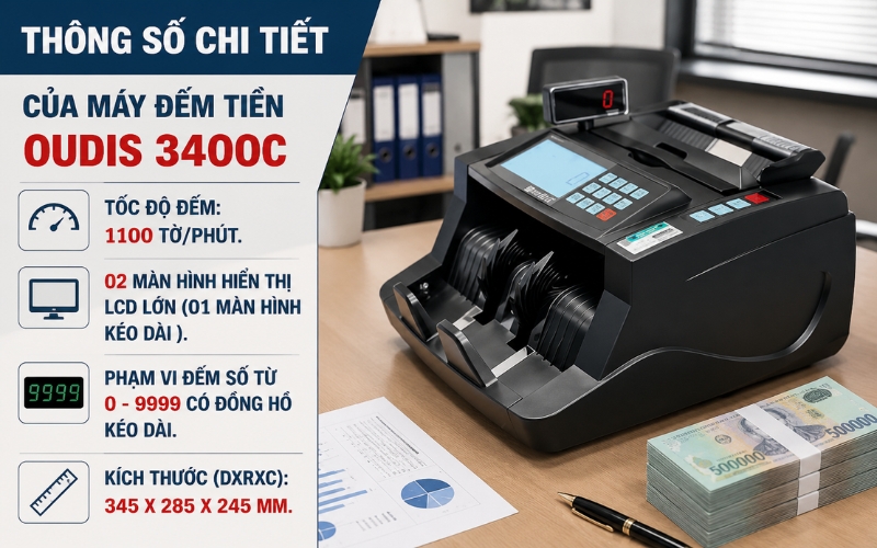 Thông số chi tiết của máy đếm tiền Oudis 3400C