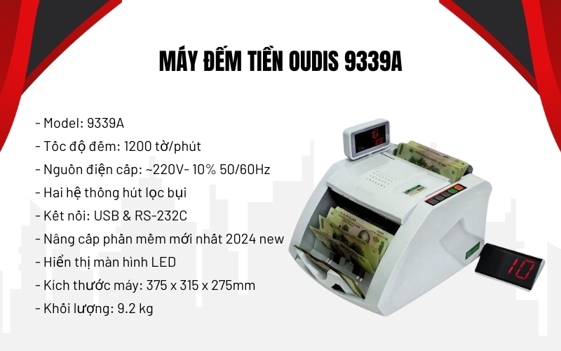 Thông số của máy đếm tiền Oudis 9339A