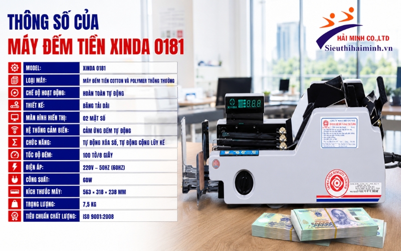 Thông số của máy đếm tiền Xinda 0181