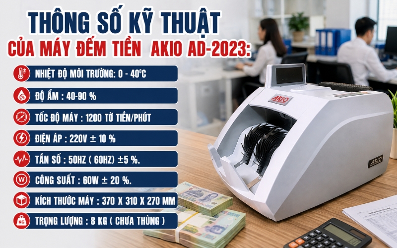 Thông số máy đếm tiền Akio AD-2023