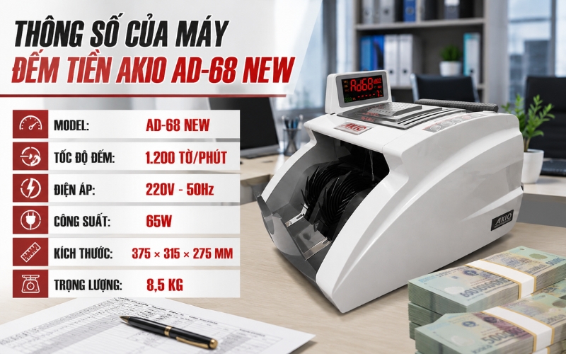 Thông số của máy đếm tiền Akio AD-68 New