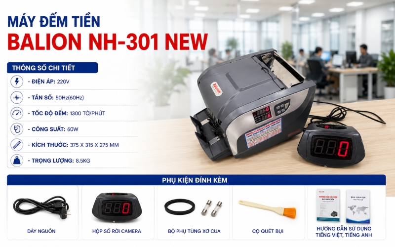  Tổng quan về máy đếm tiền Balion NH-301 new