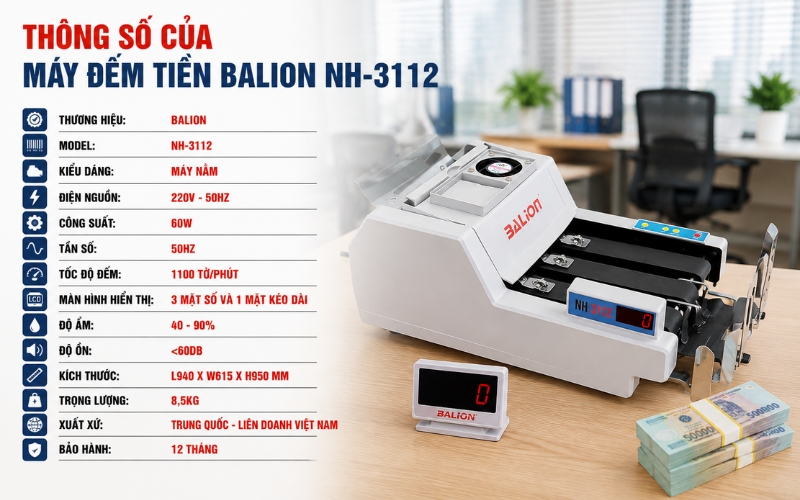 Thông số của Máy đếm tiền Balion NH-3112