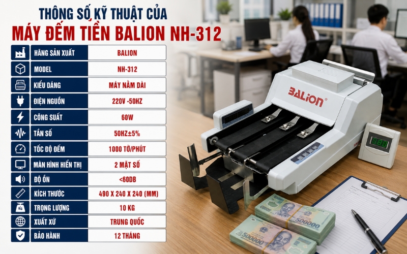 Thông số của máy đếm tiền Balion NH-312