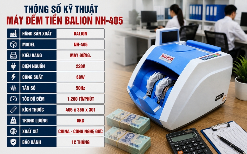 Thông số của máy đếm tiền Balion NH-405