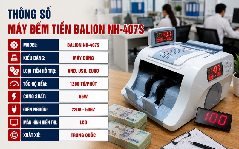 Thông số máy đếm tiền Balion NH-407S