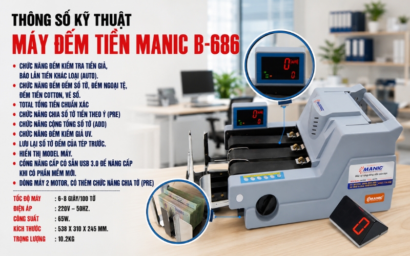 Thông số của máy đếm tiền B-686