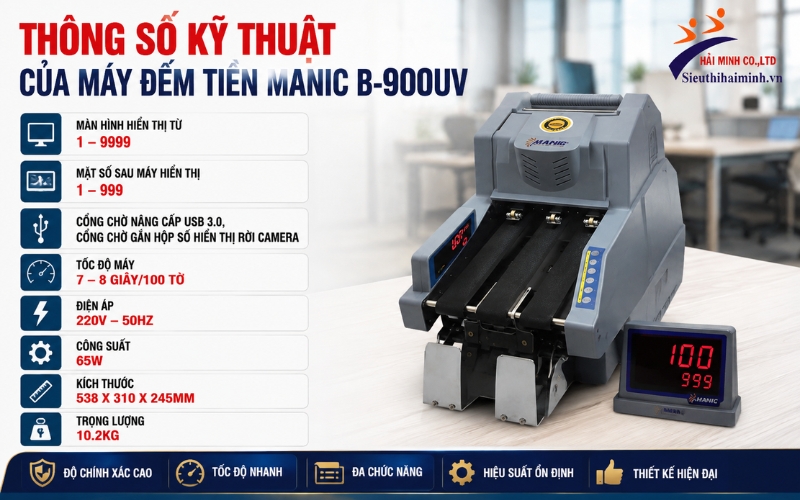 Thông số máy đếm tiền Manic B-900UV