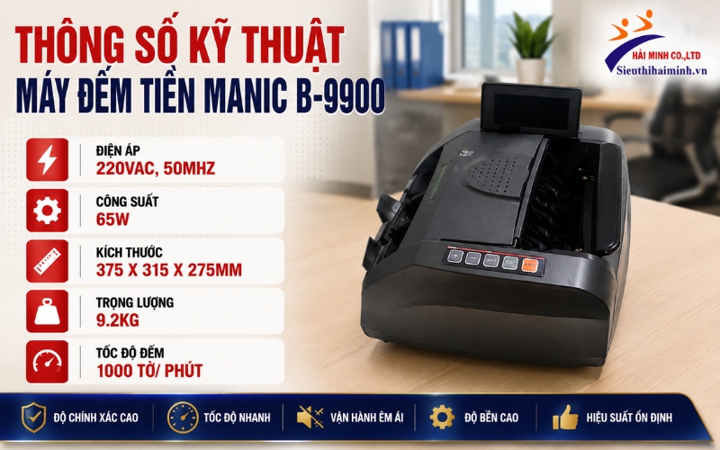 Thông số của máy đếm tiền Manic B-9900