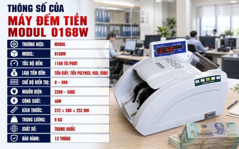 Thông số của máy đếm tiền Modul 0168W