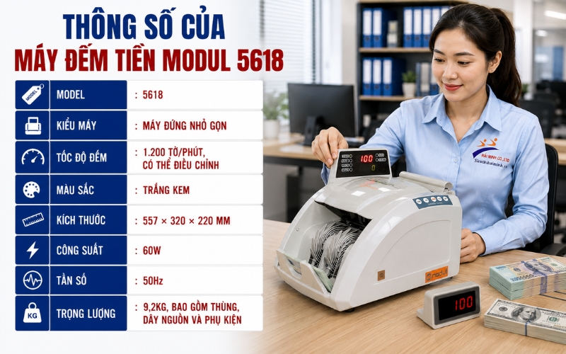 Thông số của máy đếm tiền Modul 5618