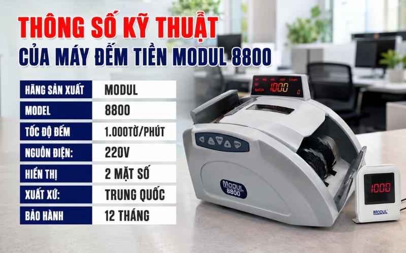 Thông số của máy đếm tiền Modul 8800
