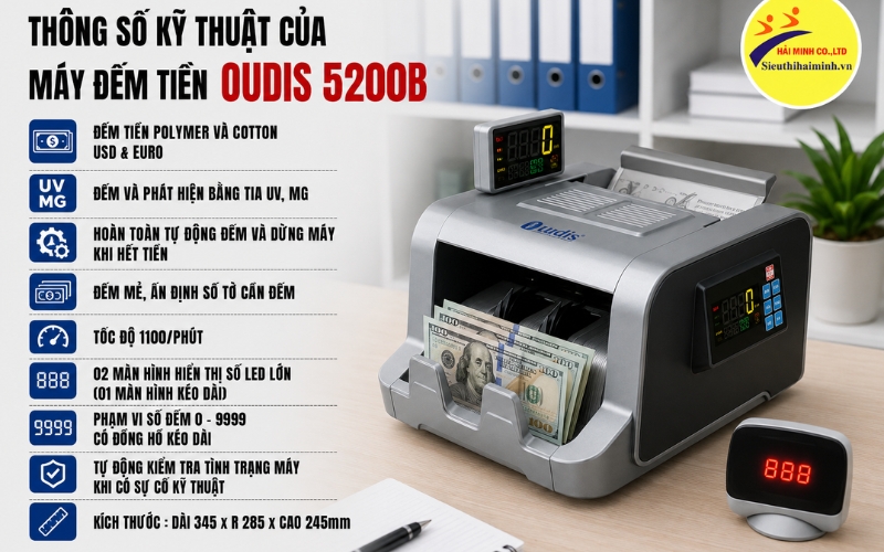 Thông số của máy đếm tiền OUDIS 5200B