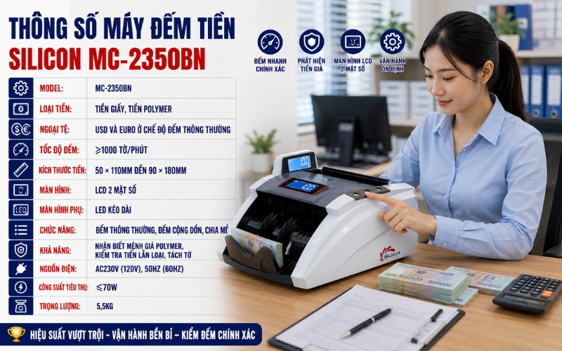 Thông số máy đếm tiền Silicon MC-2350BN