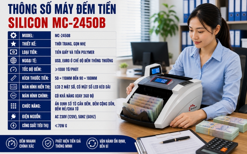 Thông số máy đếm tiền Silicon MC-2450B