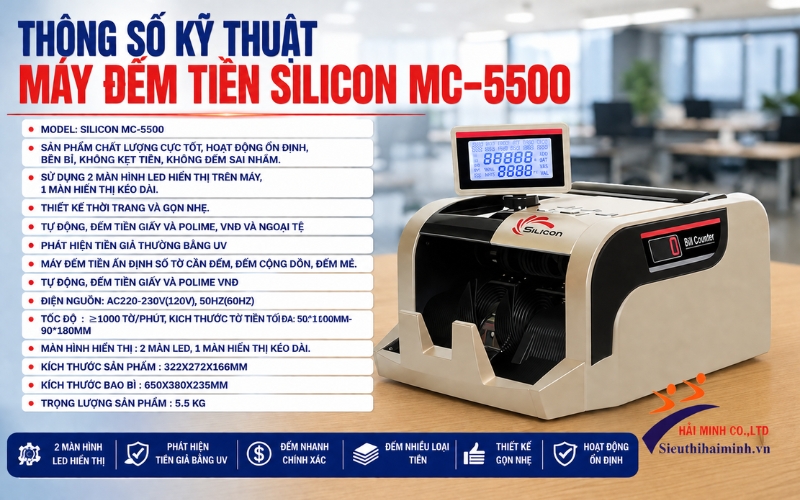 Thông số đếm tiền thế hệ mới Silicon MC-5500